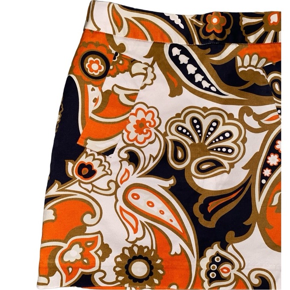 EUC J. CREW STRETCH WOMENS COTTON VINTAGE STYLE PAISLEY PATTERN MINI SKIRT•S/0 - Picture 5 of 14